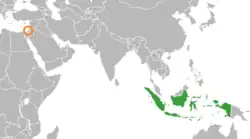 Map indicating locations of Indonesia and Palestine