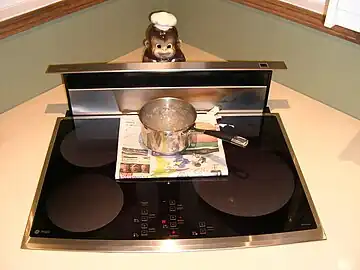 Induction stove boiling water by inductive coupling to pan