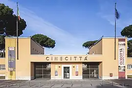 Entrance to Cinecittà in Rome, Italy, the largest film studio in Europe