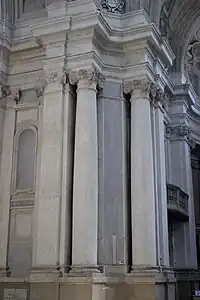 Baroque Ionic columns in the Santi Luca e Martina, Rome, by Pietro da Cortona, 1634-1669