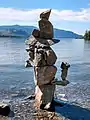 Inuksuk on the shore of sẁiẁs Provincial Park, Osoyoos Lake, British Columbia