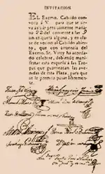 Paper detailing an invitation to the open cabildo