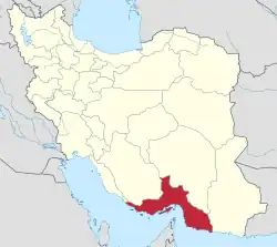 Map of Iran with Hormozgan province highlighted