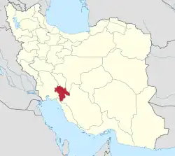 Map of Iran with Kohgiluyeh and Boyer-Ahmad province highlighted