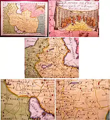 Several maps and a coloured drawing