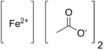 Skeletal formula of iron(II) acetate