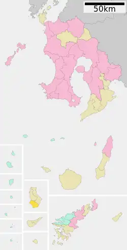 Location of Isen in Kagoshima Prefecture