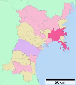 Location of Ishinomaki in Miyagi Prefecture