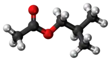 Ball-and-stick model of the isobutyl acetate molecule