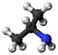 Ball-and-stick model of the isopropylamine molecule