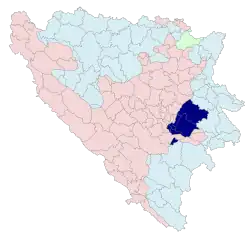 Location of Istočno Sarajevo within Bosnia and Herzegovina