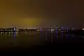 A shot of Itchen Bridge as seen from Woolston Jetty on a foggy evening