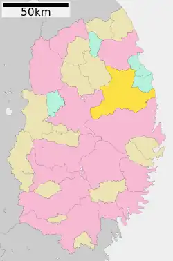 Location of Iwaizumi in Iwate Prefecture