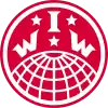 Globe logo with the letters I.W.W. separated by three stars. Encircled by the name, "Industrial Workers of the World."