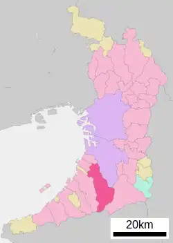 Location of Izumi in Osaka Prefecture