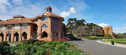 The James Forbes Academy overlooking the Main Oval and the Littlejohn Chapel in the distance (2019)