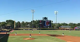 A green baseball field