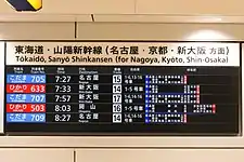 Departure information board in 2021