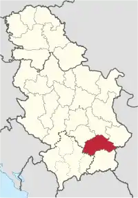 Location of the Jablanica District within Serbia