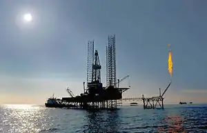 Oil production using drilling platform, on the offshore of Turkmenistan