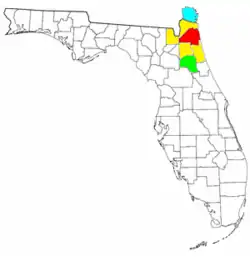 Map of Jacksonville metropolitan area