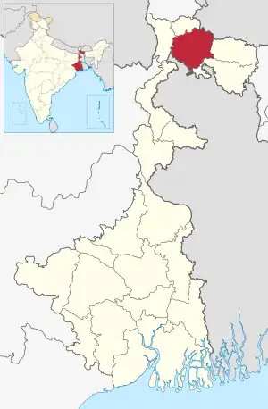 Location of Jalpaiguri in West Bengal