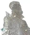 Detail of 16th. century monumental brass believed to be James Coffin