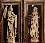 The Annunciation Diptych by Jan van Eyck, detail (c. 1433–1435)