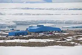 South Korean Jang Bogo Station seen from a ridge south of it in January 2017