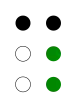 ⠹ (braille pattern dots-1456) 