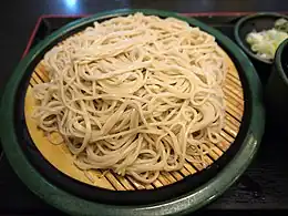 Zaru soba is an early form of soba, because soba was originally steamed on bamboo trays called zaru