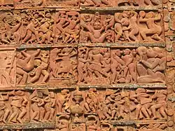 Terracota carvings in Radhabinode temple at Jaydev Kenduli