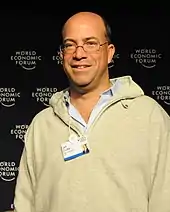 Jeff Zucker in a windbreaker, looking to his right.