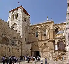 Main entrance to the Church of the Holy Sepulchre; the church is generally considered the most important church in Christendom.