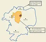 The Jerusalem boundary in 1947 and the proposed boundary of a Corpus Separatum.