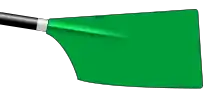 The blade of an oar, coloured green