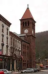 Clock tower at the same intersection