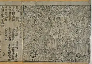 The intricate frontispiece of the Diamond Sutra from Tang dynasty China, 868 (British Museum)