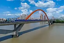 A Line 6 train on the Jinshazhou Pearl River Bridge