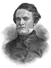 A man with thick, dark hair wearing a high-collared white shirt under a black jacket and tie, black and white sketch