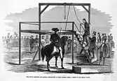 Brown ascending the scaffold preparatory to being hanged. From Frank Leslie's Illustrated Newspaper, December 17, 1859