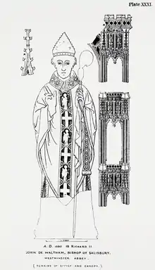 1860 illustration of the monumental brass of John de Waltham