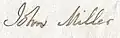 Signature of John Miller who inherited Chapelton, then called Laigh Chapelton, from his father James in 1789.