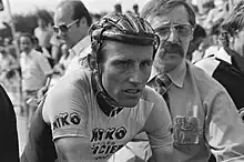 Black-and-white photograph of Zoetemelk, wearing cycling gear