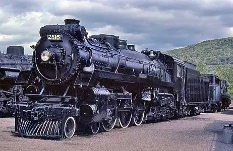 CPR No. 2816 on static display at Steamtown, U.S.A. in Bellows Falls, Vermont in 1978