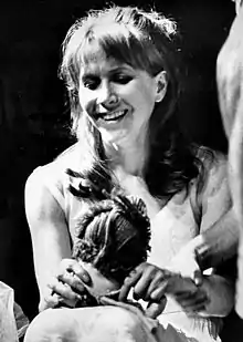 A picture of Julie Harris with long hair