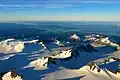 Several prominent peaks in the icefield