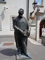 Statue in front of Klovićevi Dvori Gallery, Zagreb