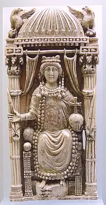 Diptych Leaf with a Byzantine Empress; 6th century; ivory with traces of gilding and leaf; height: 26.5 cm; Kunsthistorisches Museum (Vienna, Austria)