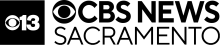 In a black box, the CBS eye logo and a numeral 13. Next to it, on two lines: the CBS eye and the words CBS News, and the word Sacramento in type.